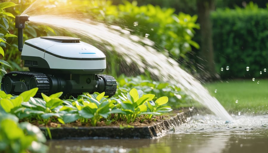 A NOI robot watering a garden